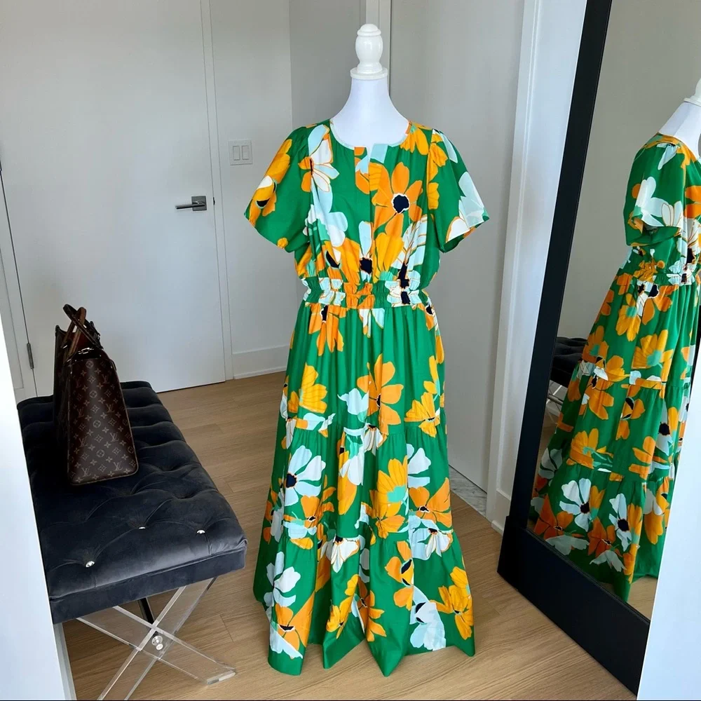 MAEVE By Anthropologie The Somerset Maxi Dress Green Size 1X